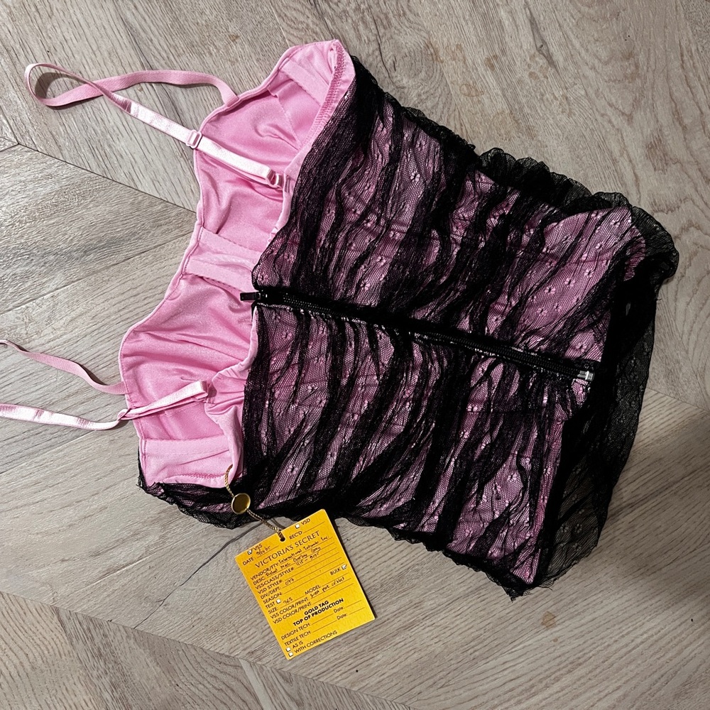 2005 Vintage Victoria’s Secret Pink & Black Corset Top Unreleased Sample 36B - Picture 6 of 9